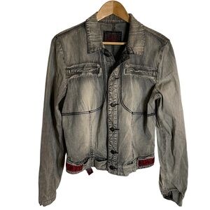 Marithe  Francois Girbaud 90's Vintage Grey and Red Denim Jacket XL rare